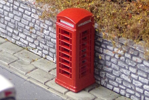 Model railway red telephone - red,